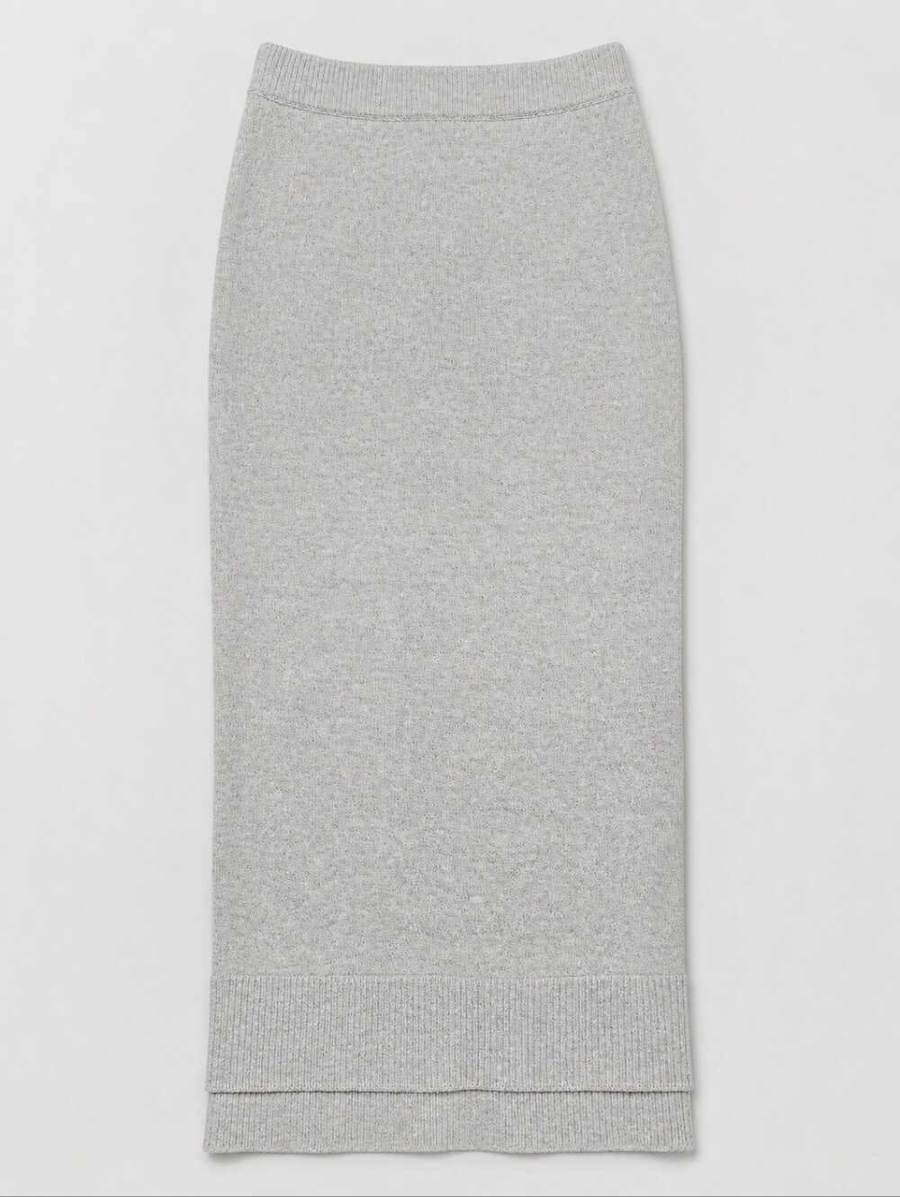 VICTORIA BECKHAM | Gray Wool Knit Midi Skirt Layered Hem Minimalist S